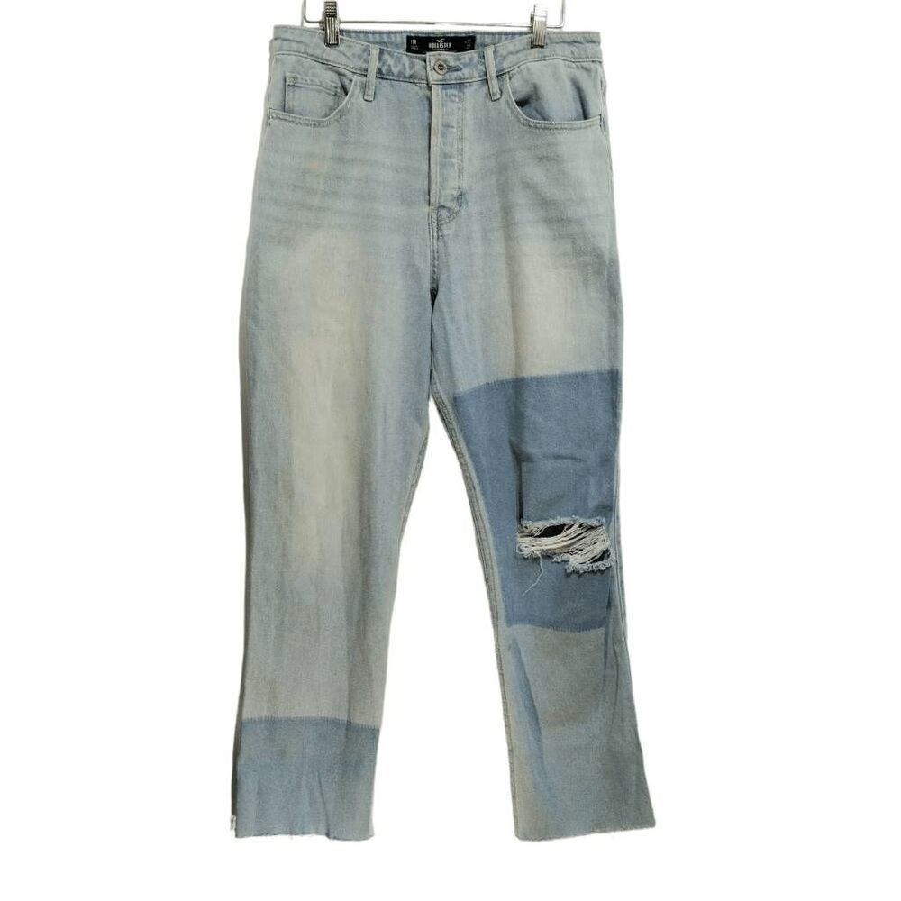 Hollister Distressed Ultra High Rise Vintage Straight Color Block Jeans Jr Sz 11